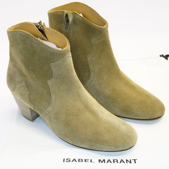 Isabel Marant Dicker Suede Cowboy Boots, Brown, New in Box, Bag - Picture 1 of 9